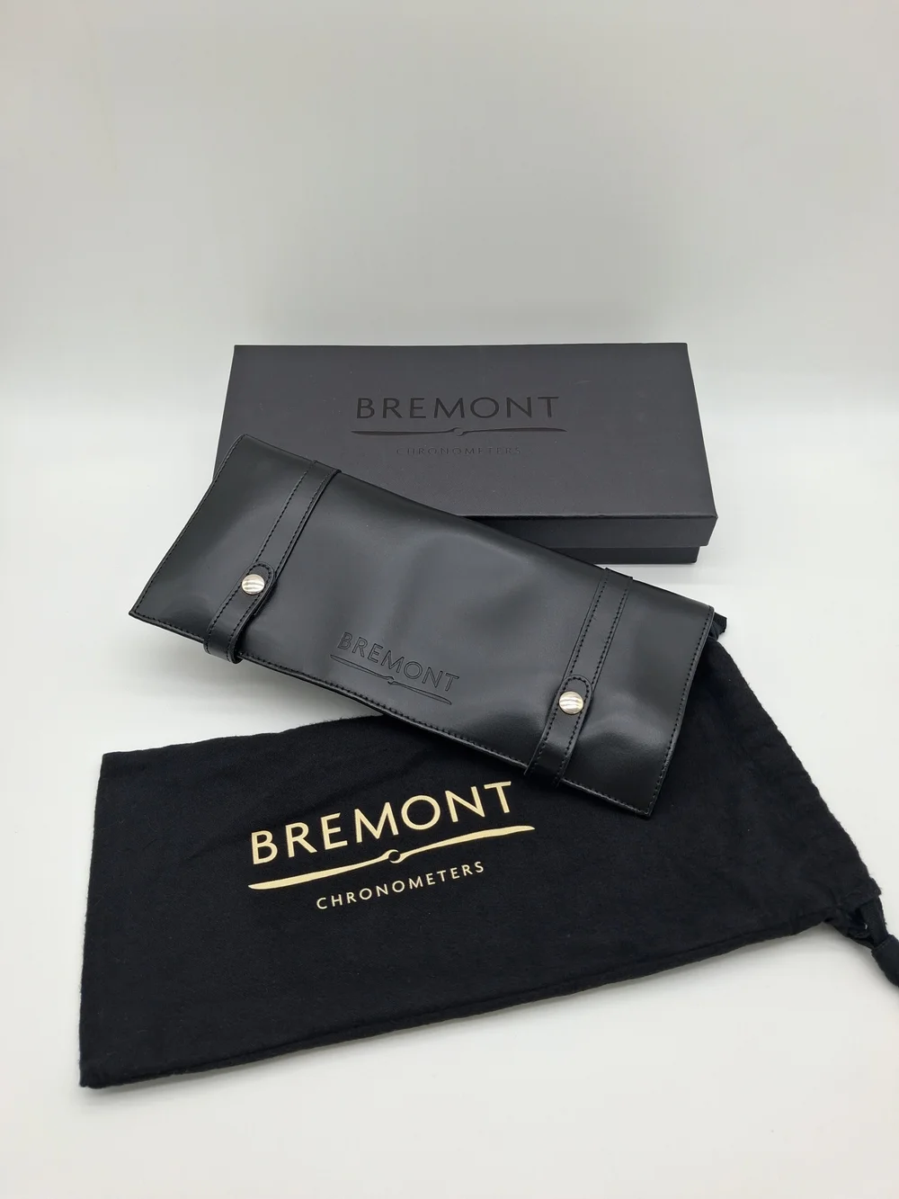 BREMONT Watch Travel Roll Case Box Dust Bag 22mm Rubber Strap Tool Set EUC